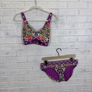Title Nine Bikini Set Womens M Multicolor Geometric Print Boho